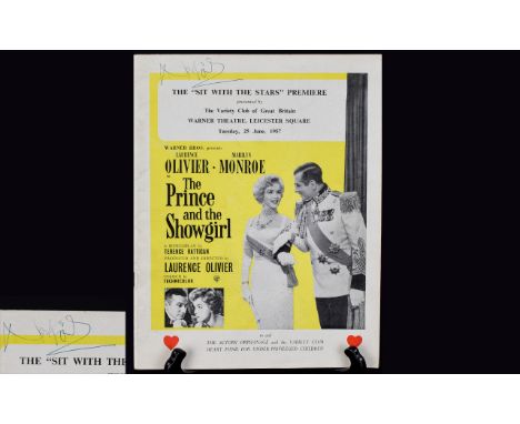 Marilyn Monroe Interest Rare Vintage Movie Programme 'The Prince And The Showgirl 1957' Colour programme for the 'Sit With Th