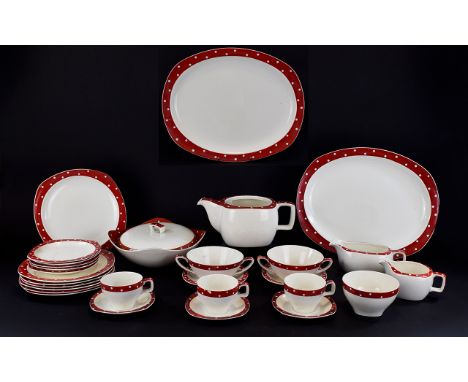 Red Domino Stylecraft Shape Jessie Tait Design Dinner Set. seventy pieces approx consisting of twelve nine inch plates, twelv
