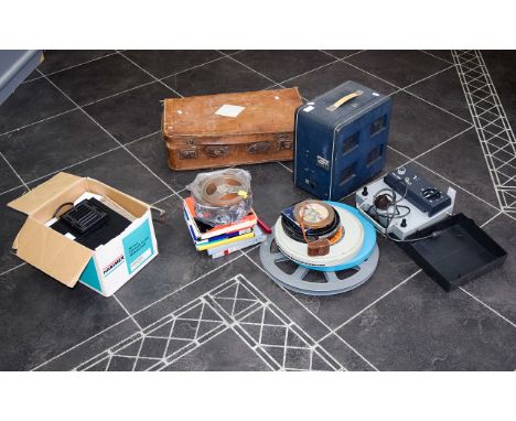 Mixed Lot Of Projection/Cine Related Items, To Include Reels, Speaker, Projector, Tripod, Camcorder etc 