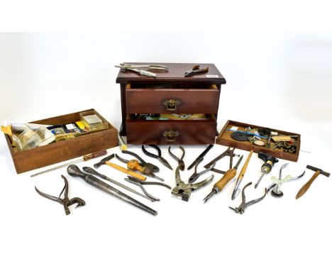 A Large Collection Of Jewellery Findings And Vintage Tools A varied collection to include two drawer wood box filled with wat