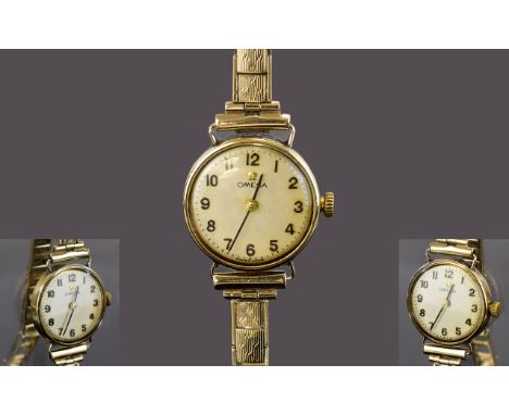 Omega - Swiss Made 9ct Gold Cased Ladies Mechanical Wrist Watch with Attached 9ct Gold Bracelet. Fully Hallmarked. c.1960's /