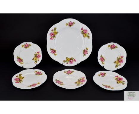 Shelley Bergonia Six Piece Cake Set comprising of five six inch plates and one 10 inch plates