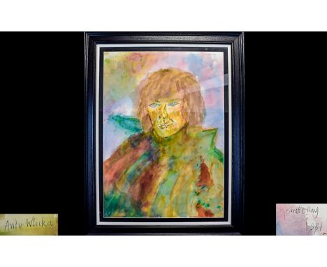 John Bellany C.B.E.,  R.A.,  H.R.S.A. (Scottish 1942 -2013) Original Pencil And Watercolour Portrait 'Andy Whika' A large sca