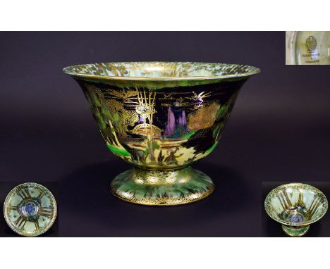 Wedgwood Fairyland Lustre Superb Footed Bowl Signed By Daisy Makeig Jones Circa 1920's In the Woodland Elves 5, Woodland Brid