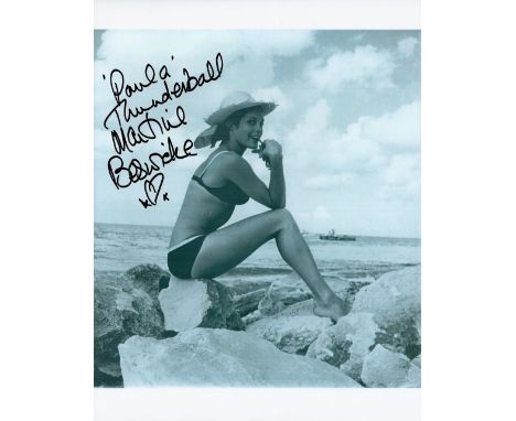 Martine Beswick signed 10x8 black and white photo inscribed Paula Thunderball. Martine Beswick born 26 September 1941 is an E