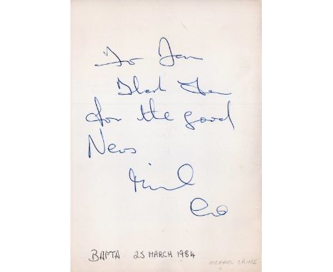 Michael Caine signed BAFTA 1983 programme and menu taken from well-known tv newsreader Jan Leeming collection dedicated for J