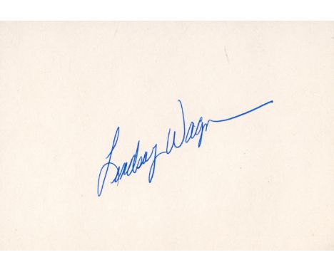 Lindsay Wagner, a signed 5 by 3.5 card inch. Actress who is best known for playing Jaime Sommers in the Bionic Woman from 197