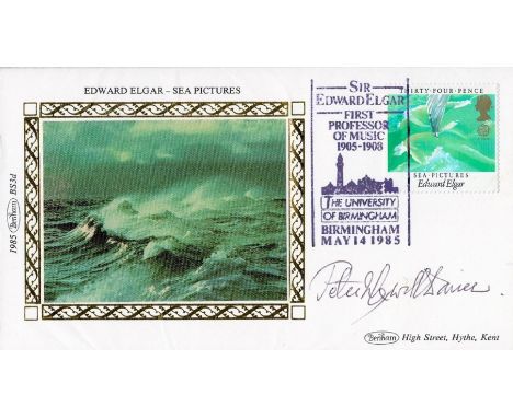 Sir Peter Maxwell signed Benham Edward Elgar Sea Pictures FDC includes rare music scale drawn on back of cover. Good conditio