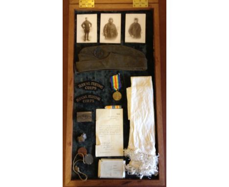 Royal Flying Corps (RFC) - A framed collection of the original personal WW1 possessions of Sidney Harold Fincher 3 AM 80340, 