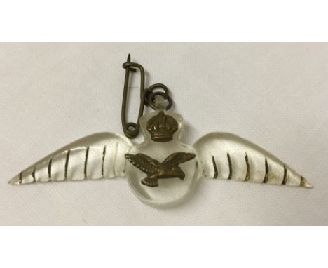 Vintage c1940/50s early plastic RAF sweetheart brooch. Approx 2.5" wide.