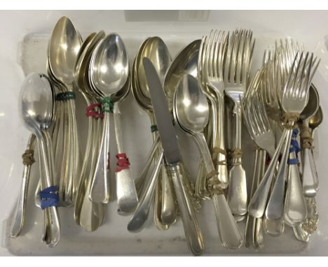 A large quantity of vintage flatware to include Mappin & Webb and Elkington with a HM silver handled butter knife.