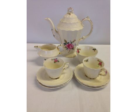 A Copeland Spode c.1920's part coffee service in the "Spodes Billingsley Rose" pattern. Comprising coffee pot, sugar bowl, cr