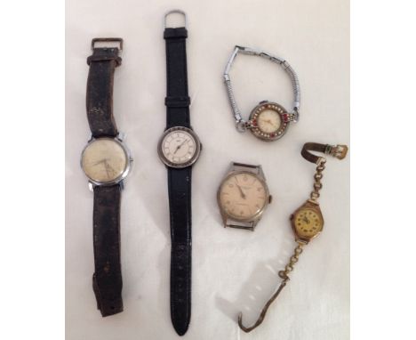 A box of 5 vintage wristwatches to include Podjot, Customline, Aircraft, Voken and another