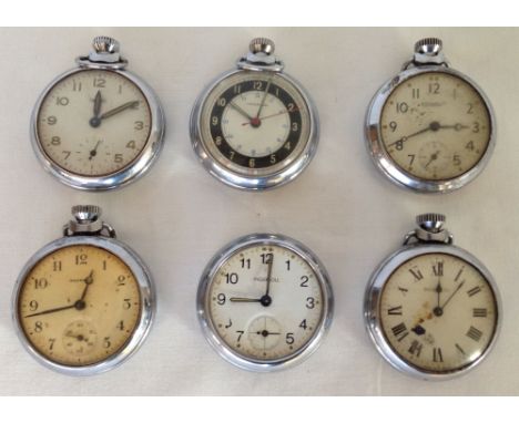 6 vintage pocket watches - 4 Ingersoll, 1 Smiths, and 1 Combat. 3 in working order
