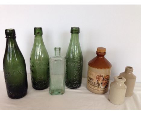 4 vintage glass bottles to include local breweries, W&T Bagge Kings Lynn, Cooper Brown & Co Dereham, Morgans Norwich, togethe