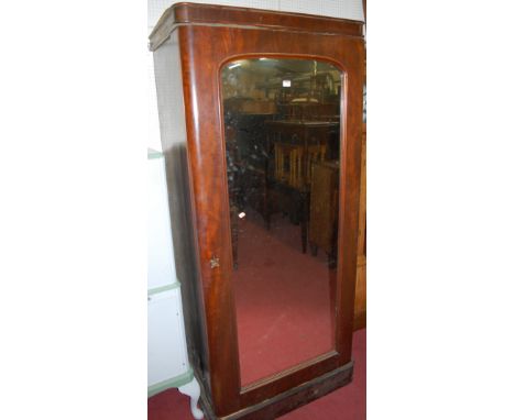 A Victorian mahogany single mirror door wardrobe (central section from a larger wardrobe) w.88cm