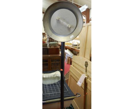 A contemporary brass standard lamp, together with similar uplighter (2)