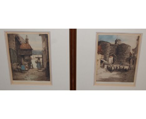 MC Robinson  - Driving sheep, and figures by the estuary, pair, mezzotints, each signed in pencil to the margin, 20x15cm; and