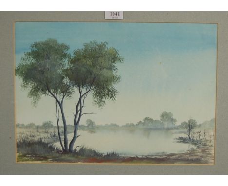 Lance Chadd - Australian landscape gouache, signed lower right, 25x35cm, and one other Aboriginal, mixed media, hunting scene