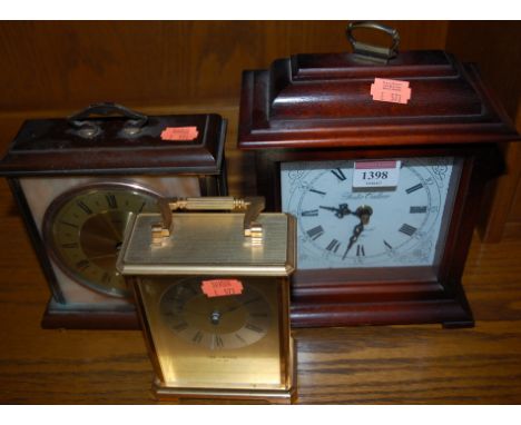 Two contemporary mantel clocks; together with a contemporary carriage clock (3) 