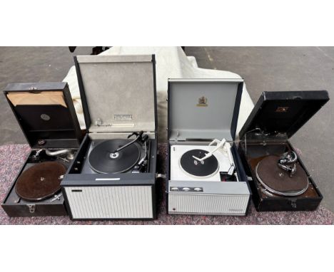 Collection of four record players to include Garrard Dynatron, Garrard Gondolies GP4