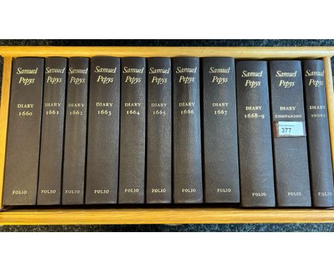 A set of Samuel Pepys Diaries, Folio 1660 - 1669 with Diary Companion and diary index, This folio society edition is compiled