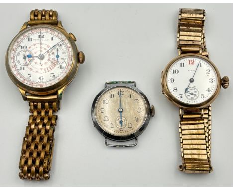 Elgin U.S.A wristwatch, French chronograph watch and one other