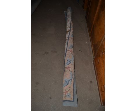 BLUE AND CREAM GROUND FLORAL TAPESTRY, 270CM WIDE APPROX
