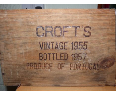 Case of Port, 12 bottles,  Crofts Vintage, 1955, Bottled in 1957, produced in Portugal - Case  unopened
