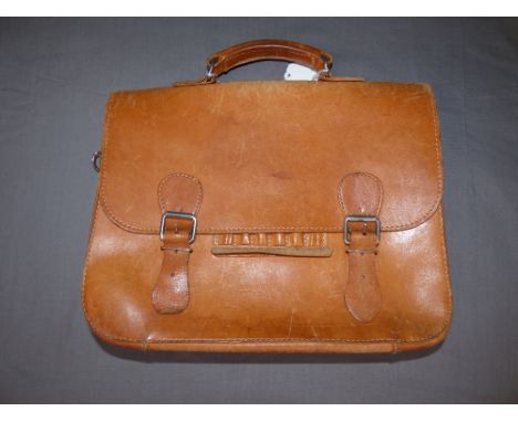 Vintage light tan leather satchel