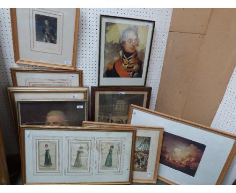 AFTER J.Hoppner - Portrait of Lord Nelson, coloured engraving inscribed "Nelson Bronte", assorted Nelson related prints and v