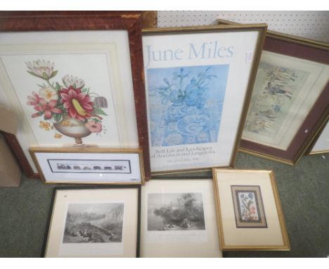 Colour print "Cricket at Lords" 1822 & assorted prints