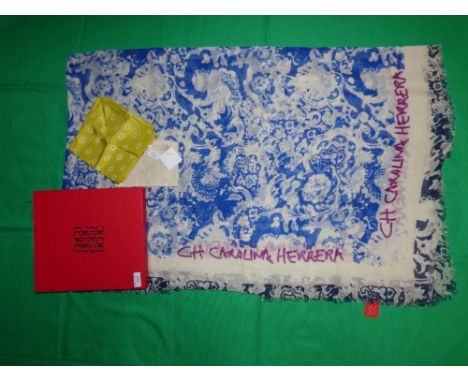 Carolina Herrera, a large designer scarf and Club Monaco yellow silk scarf