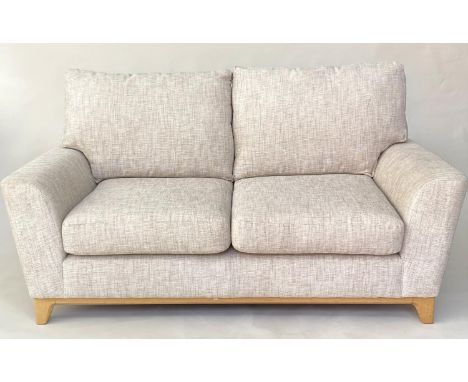 ERCOL NOVARA SOFA, two seater, grey weave upholstered with outswept supports, 170cm W. 