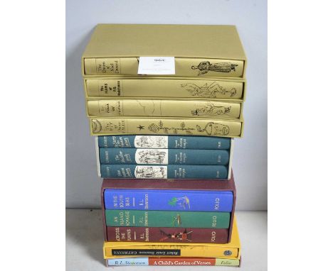 A selection of Folio Society books, titles including: New Treasure Seekers, by E. Nesbit; Across the Plains, by R. L. Stevens