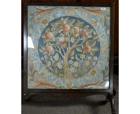 An early 20th Century needlework firescreen, 63 x 77cms high.