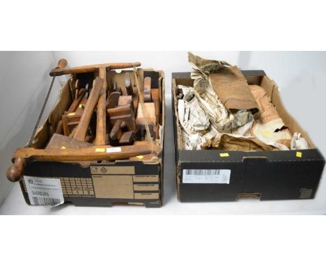 A selection of 19th Century and later tools, including: moulding planes; block planes; chisels; yolk planes; and other items,