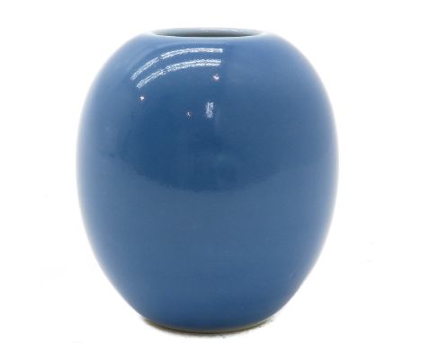 Light blue decor, marked with double ring and 6 characters, 7 cm. tall.