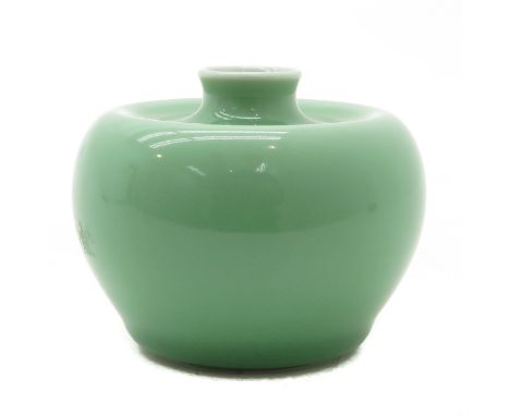 Light green decor, marked with seal mark on the bottom, 8 cm. tall.