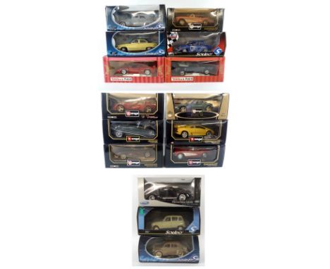 A collection of Burago, Solido, Welly and Tonka Polistil 1/18 scale die cast models, all boxed, including Chevrolet, Renault 