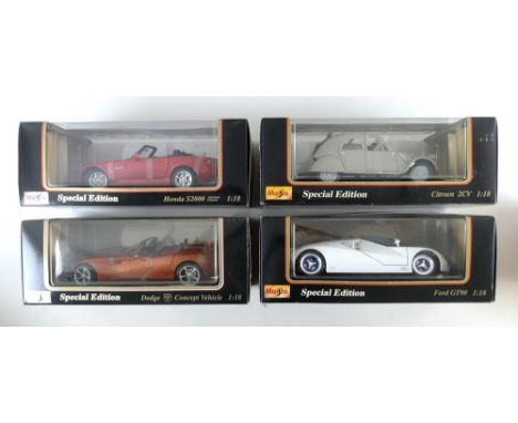 A collection of Burago, Maisto, Tonka Polistil and Majorette die cast models, 1/18 scale, to include sports cars, Bucatti EB 