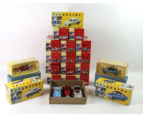 A collection of Lledo Vanguard vehicles scale 1:43 comprising classic cars from the 1950s and 1960s, together with two furthe