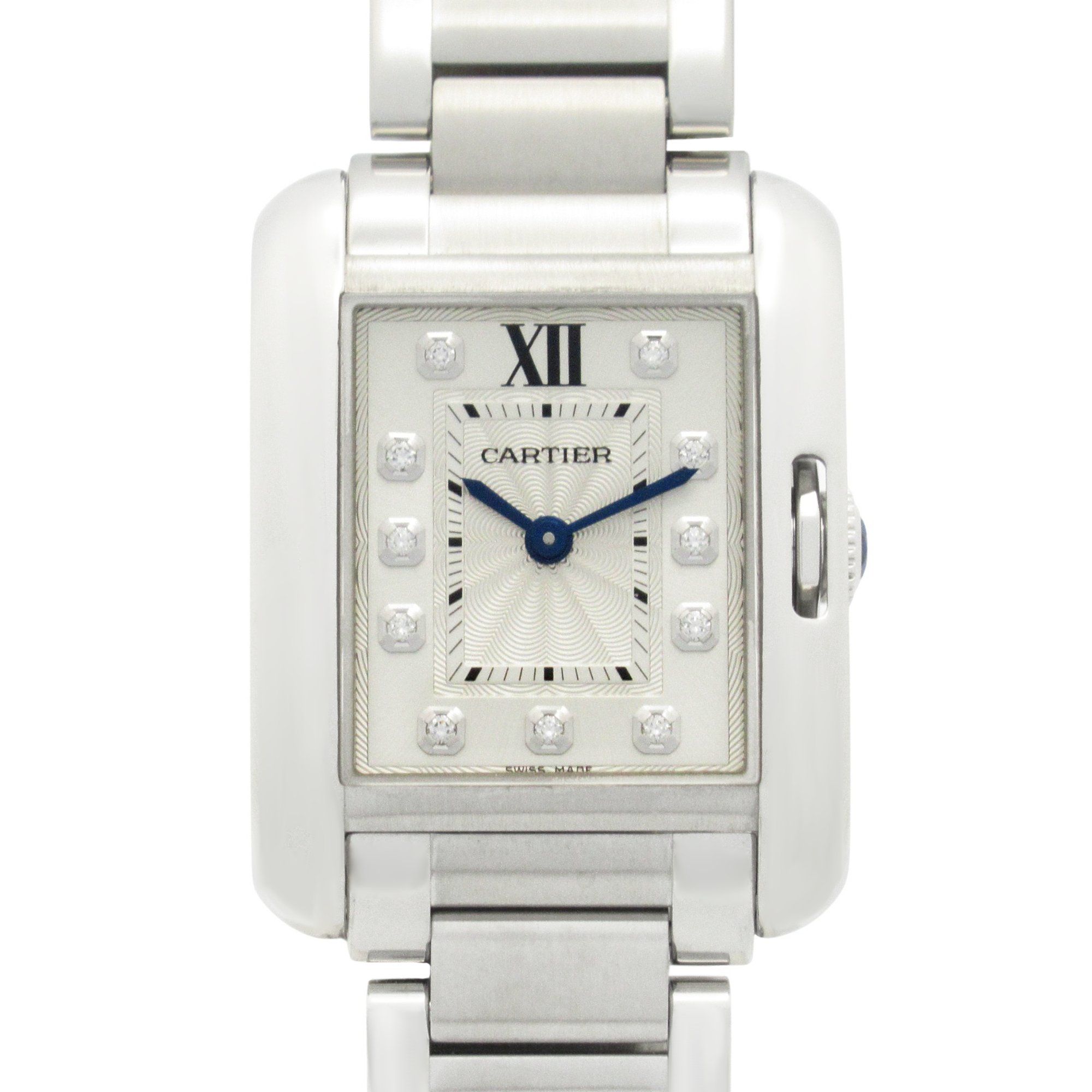 Cartier Tank Anglaise SM 11-Piece Diamond Watch, Stainless Steel, Women's, Silver, W4TA0003
