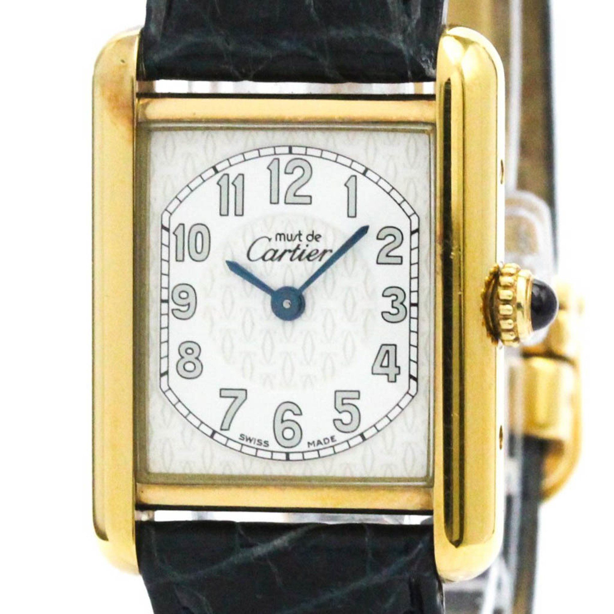 CARTIER Must Tank Quartz Gold Plated Unisex Dress Watch W1013854