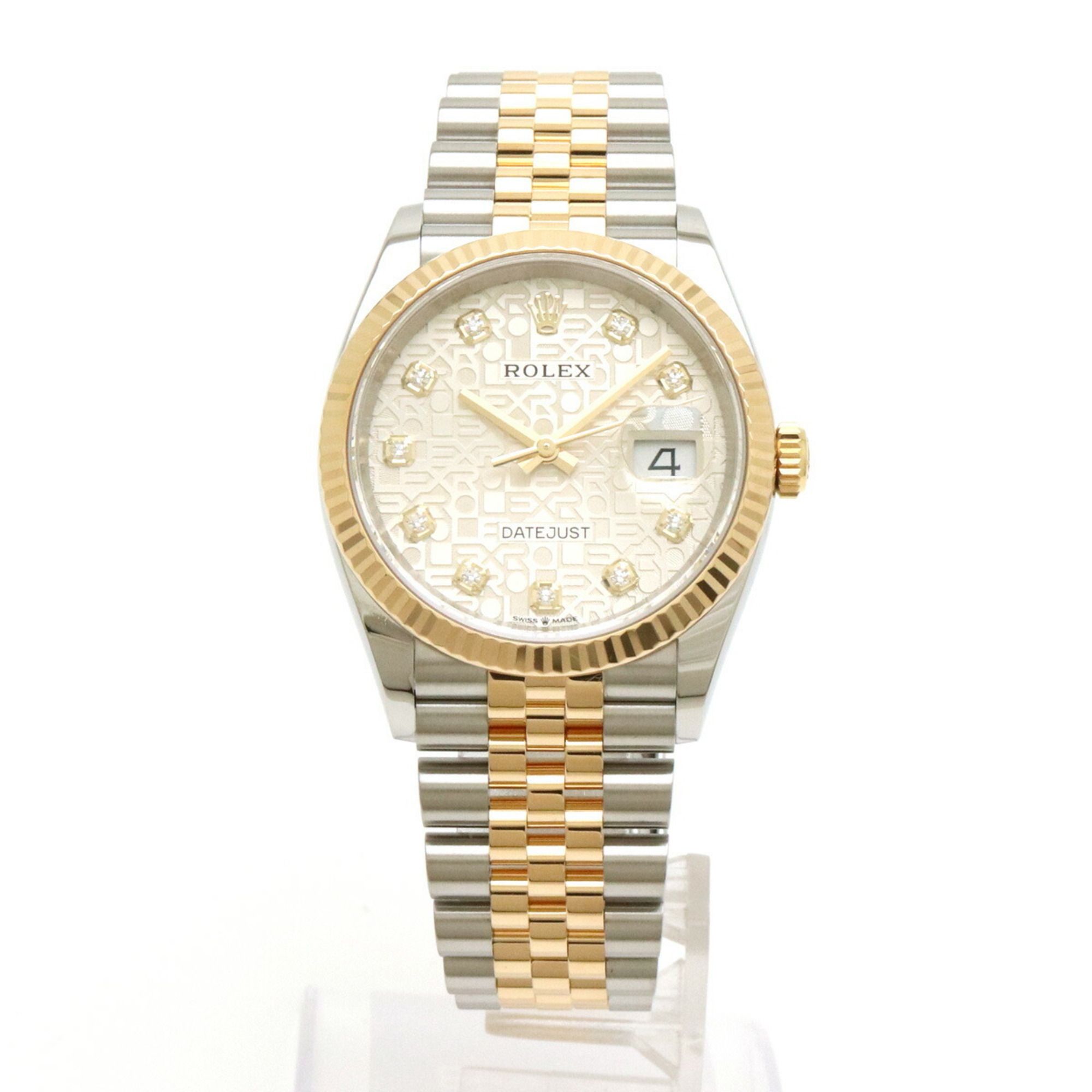ROLEX Rolex Datejust Silver Computer Dial SS K18YG 10P Diamond Combi Ladies AT Automatic Watch 12623