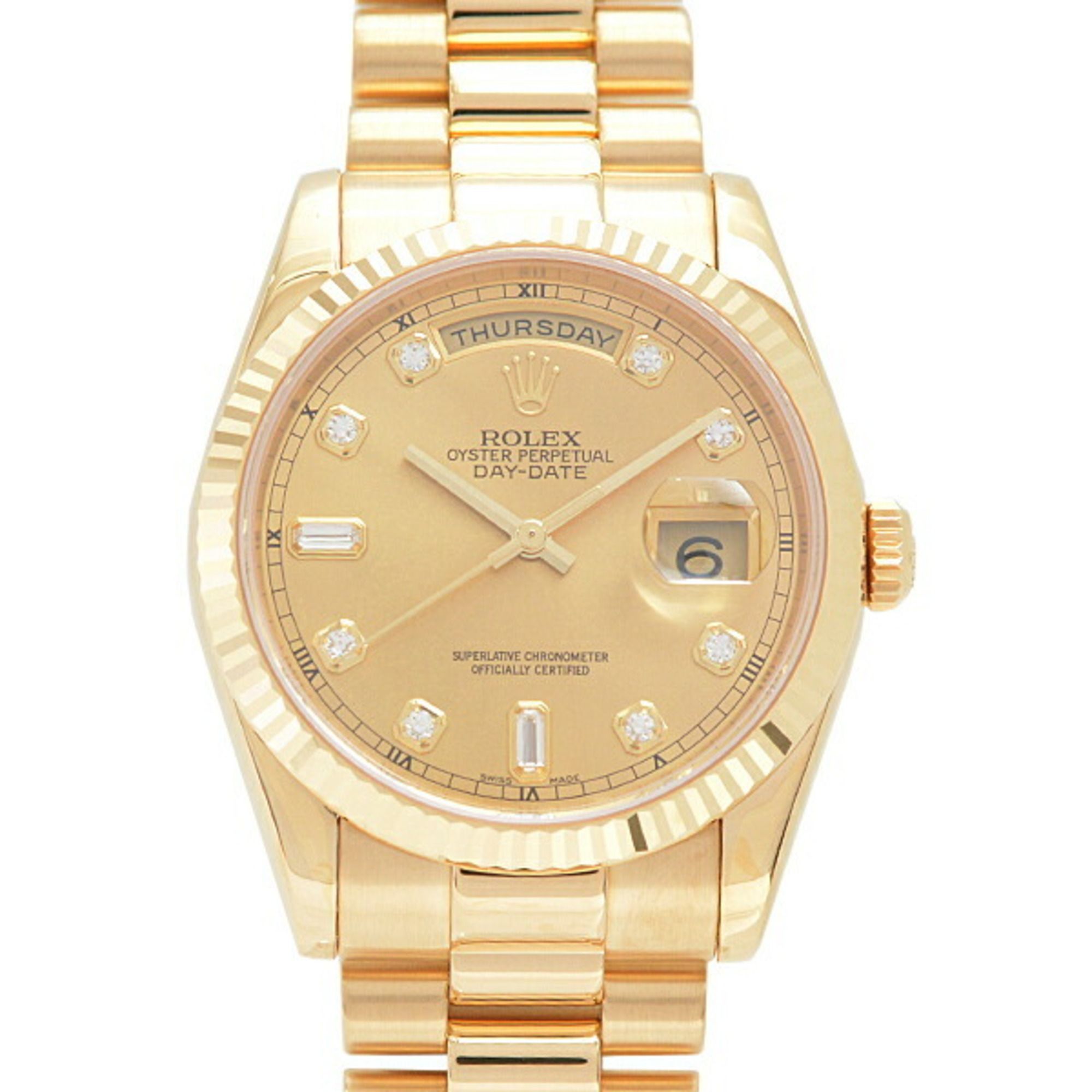 Rolex Watch Men's Day-Date 36 Automatic Y-Serial Gold Dial 8P Diamond 2P Bucket Yellow 750YG ROLEX 1