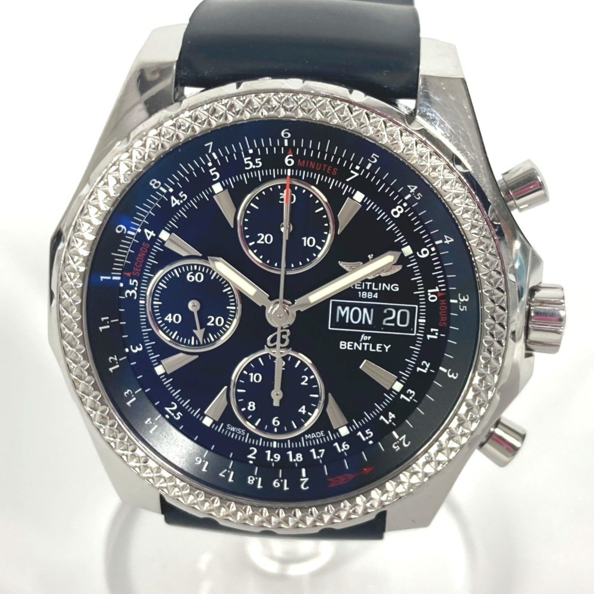 BREITLING A1336224 BB57 Bentley GT Watch Men's Logo Wristwatch Rubber Strap SS Black