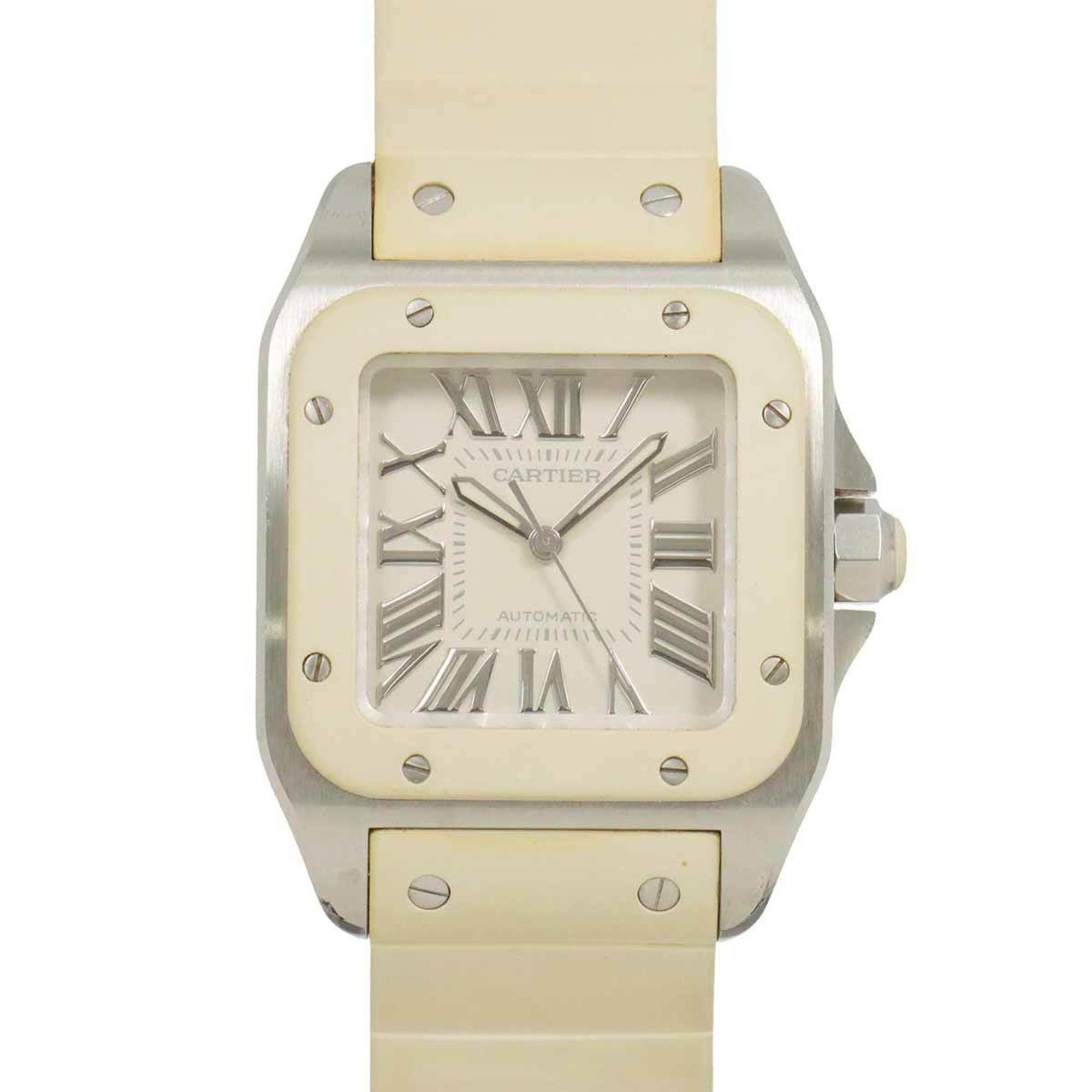 Cartier Santos 100 MM W20122U2 Boys' White Automatic Watch