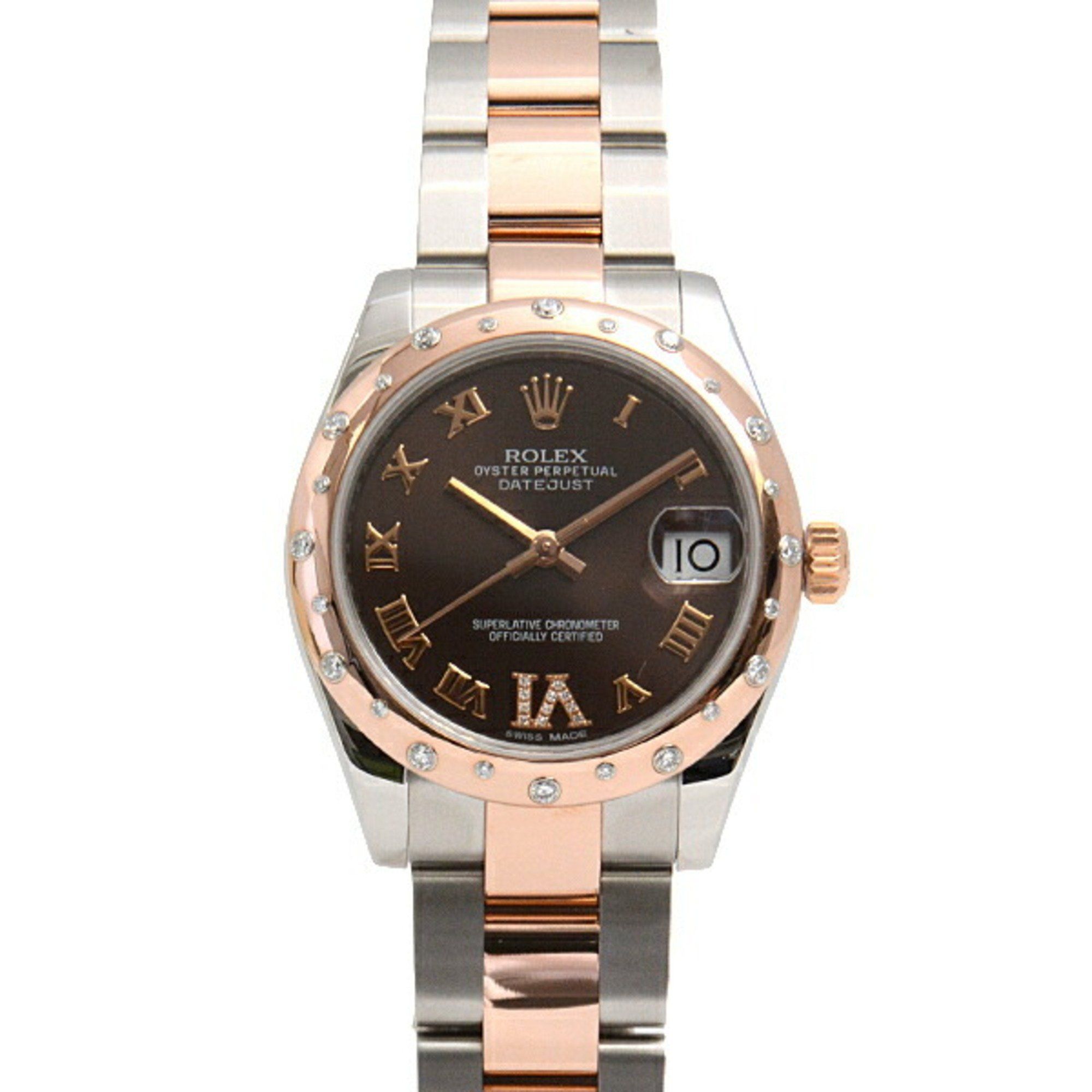 Rolex Watch Ladies Datejust 31 Chocolate Automatic G Series Brown Dial Stainless Steel Gold ROLEX 17