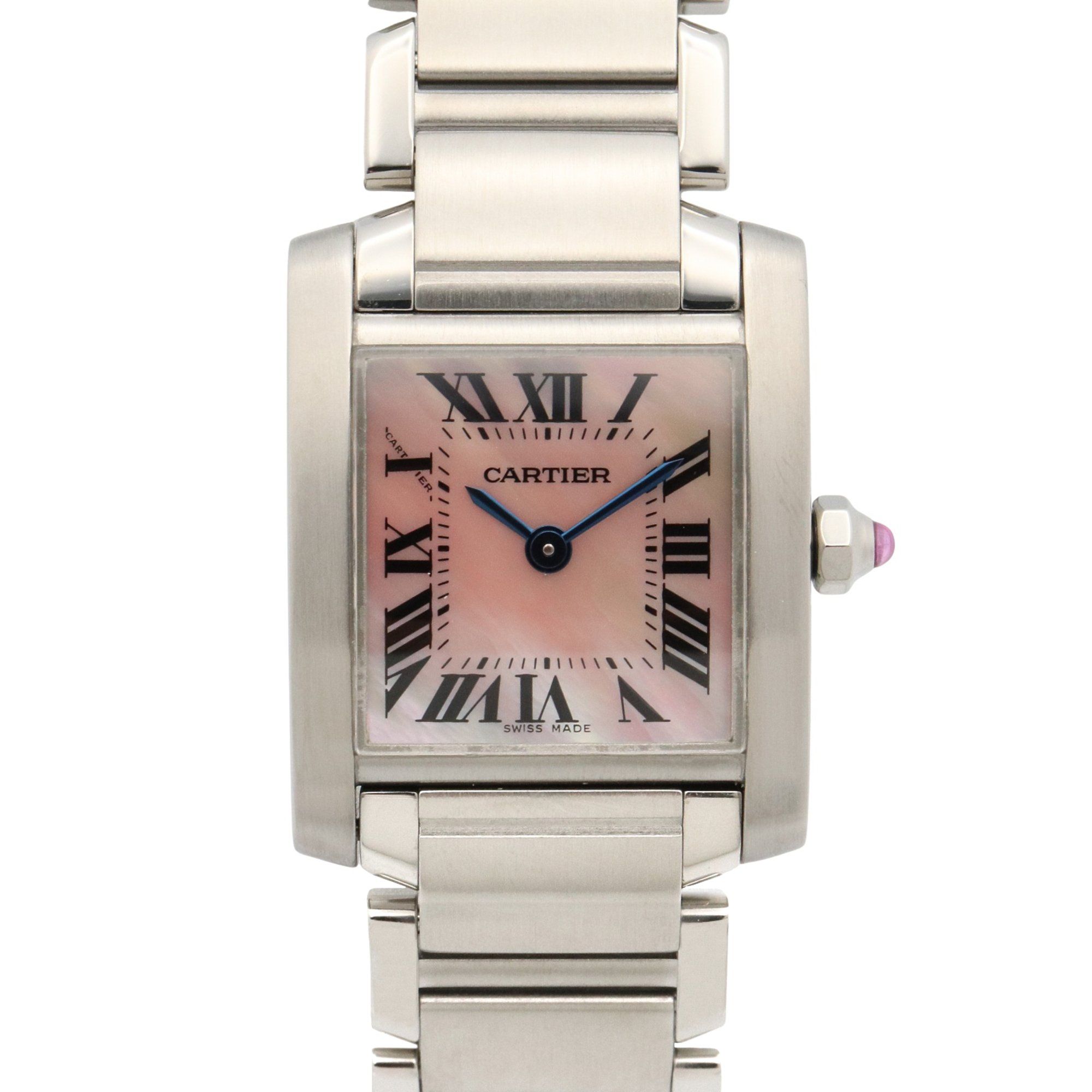 Cartier Tank Française Small Watch, Stainless Steel, Women's, Pink, Pink Shell, W51028Q3